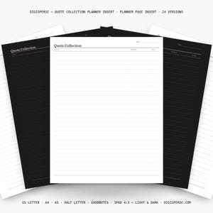 Quote Collection Planner Insert | Reading Log | GoodNotes iPad PDF | Digital Download