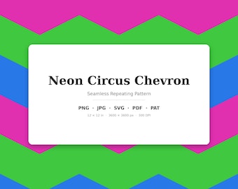 Neon Chevron Muster | Multi-Color Neon Zirkus Chevron | .png .jpg .svg .pdf .pat | Digitales Papier | Stoff- und Oberflächendesign