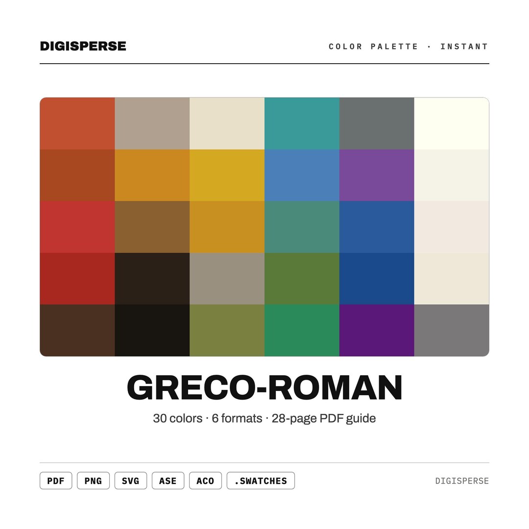 Greco-roman Color Palette | 30 Colors | Hex RGB CMYK | Color Guide ...