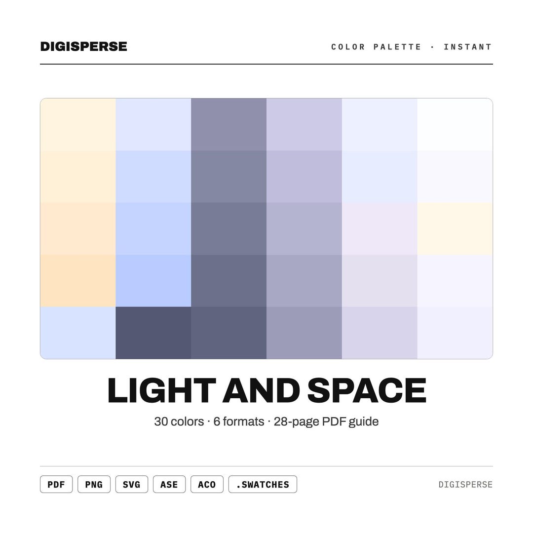 Light and Space Color Palette | 30 Colors | Hex RGB CMYK | Color Guide ...