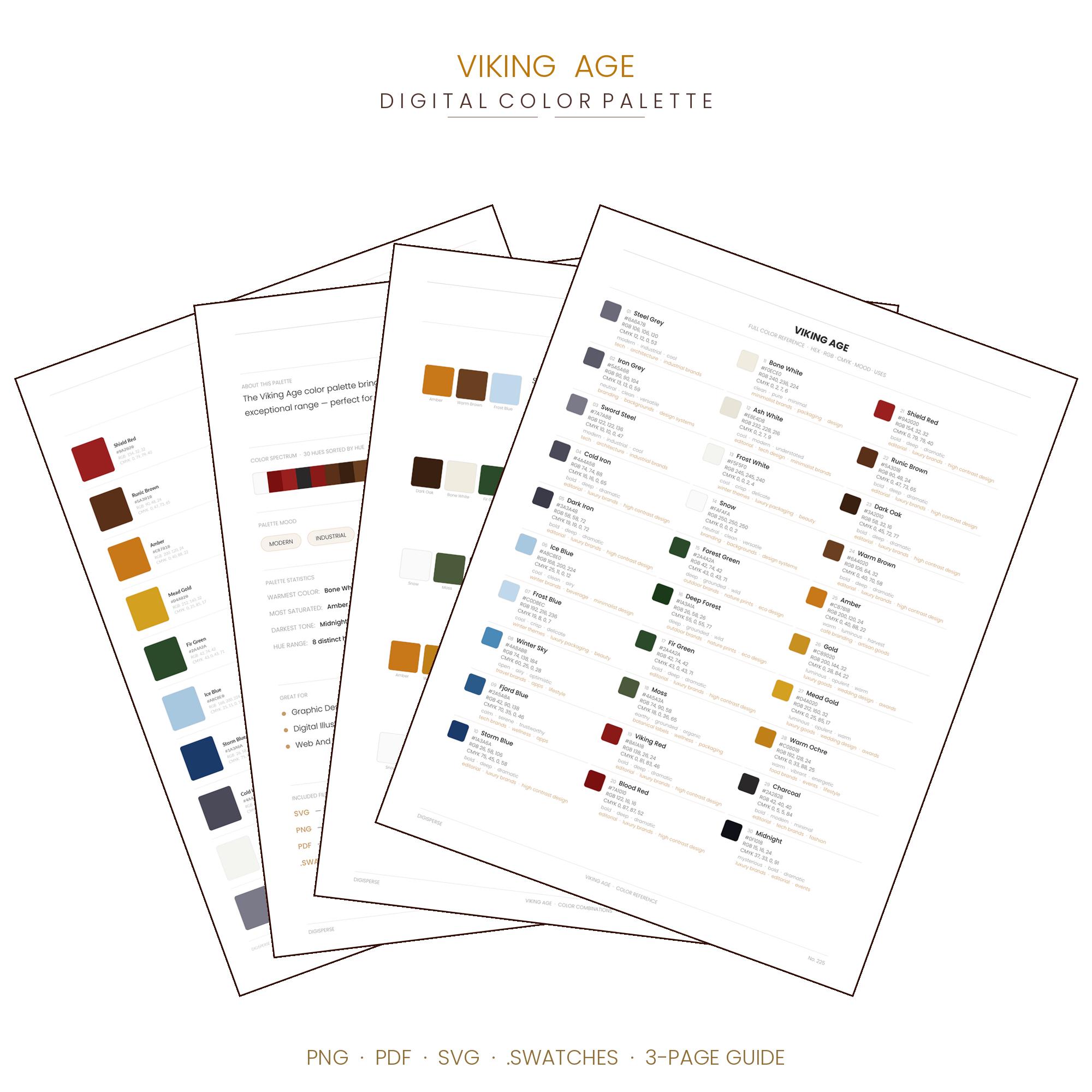 Viking Age Color Palette | 30 Colors | HEX RGB CMYK | Procreate ...