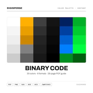 Binary Code Color Palette | 30 Tech Colors, Procreate, ASE (Digital Download)