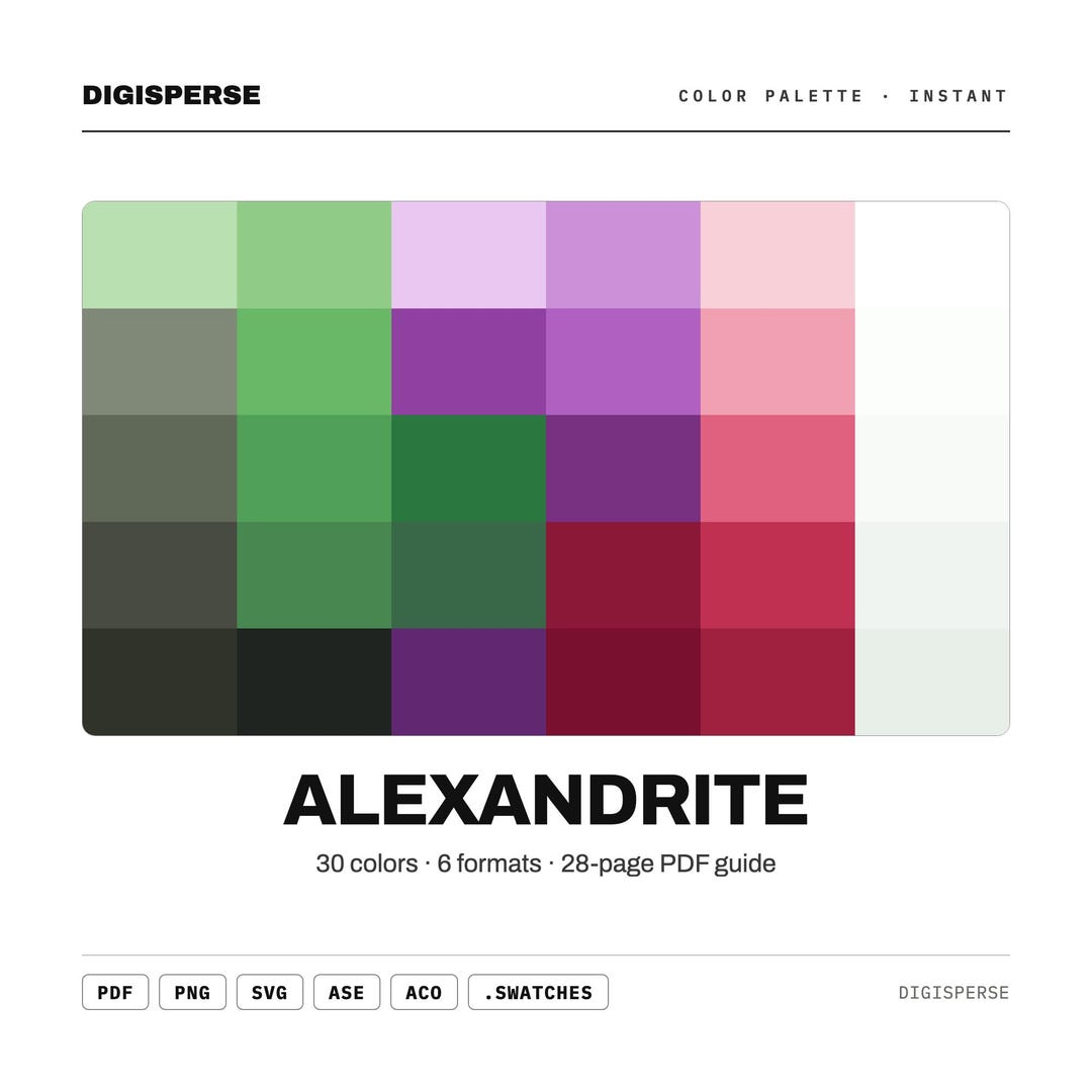 Alexandrite Color Palette | 30 Colors | Hex RGB CMYK | Color Guide ...