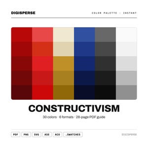 Bold Red Color Palette for Soviet Poster Art and Graphic Design Branding, 30 Constructivist Hues, Procreate Swatches, Hex Codes