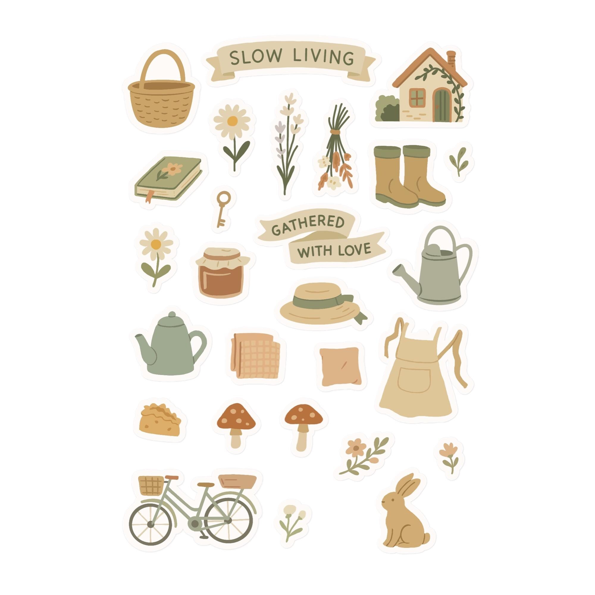 Cottagecore Digital Stickers Goodnotes | Mushroom Bunny Planner Sticker ...