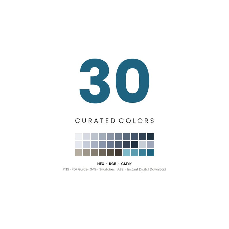 Monsoon Color Palette | 30 Colors | HEX RGB CMYK | Procreate Swatches ...