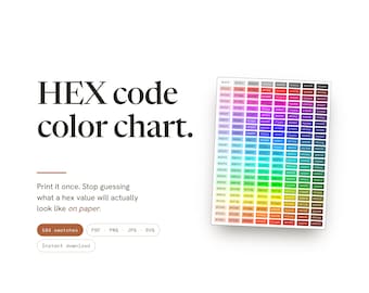 HEX Code Color Chart - Printable Designer Quick Reference Cheat Sheet for Color Correction