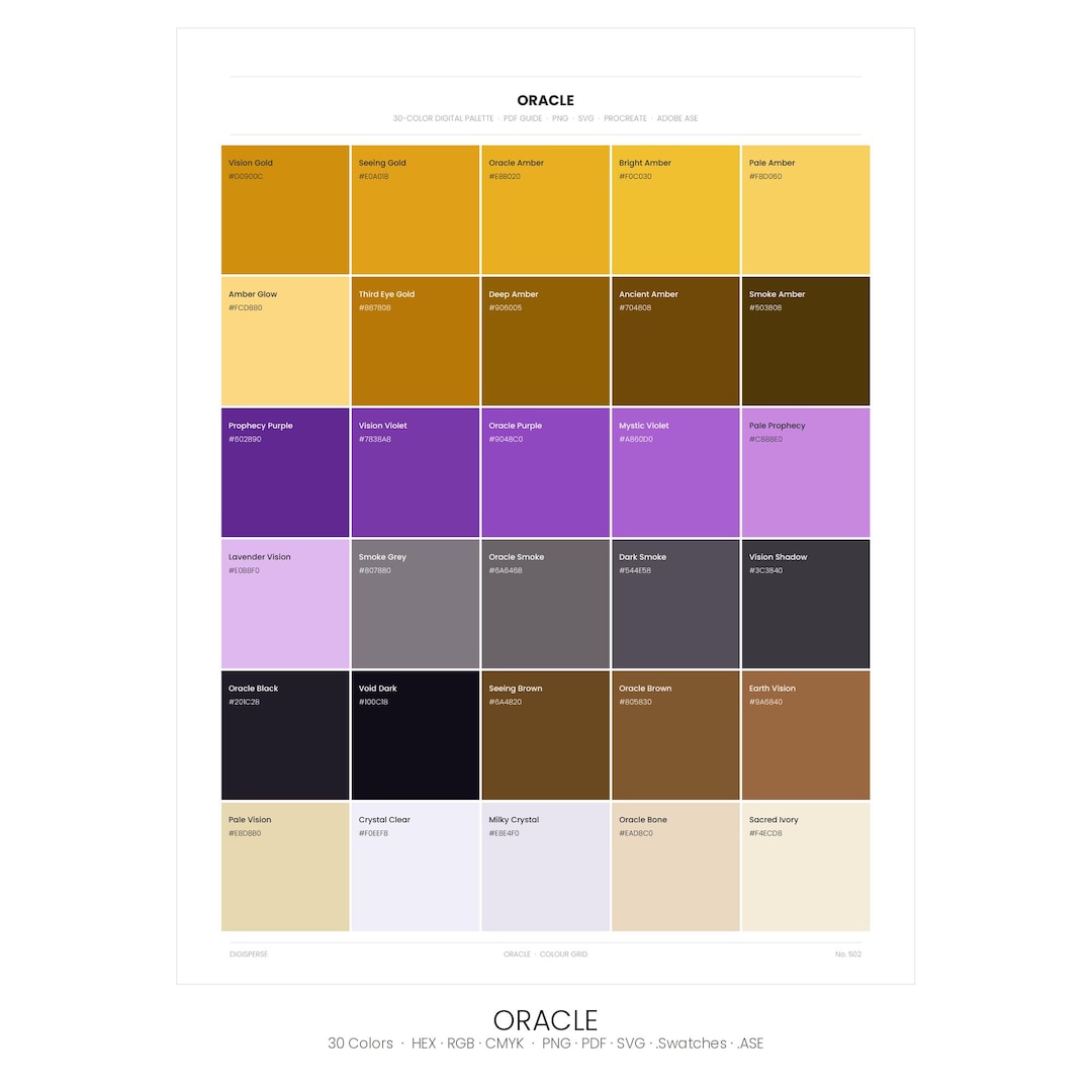 Oracle Color Palette | 30 Colors | HEX RGB CMYK | Procreate Swatches ...