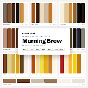 Färgpalettset för kaffe, 10 morgonbryggda caféscheman för logotyper för kaféer, baristamenytavlor och rosteriförpackningar