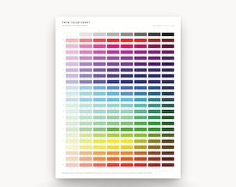May include: A CMYK color chart printable reference sheet titled DIGISPERSE. The document displays a grid of rectangular color swatches ranging from light to dark shades, including pinks, purples, blues, greens, yellows, oranges, and reds.