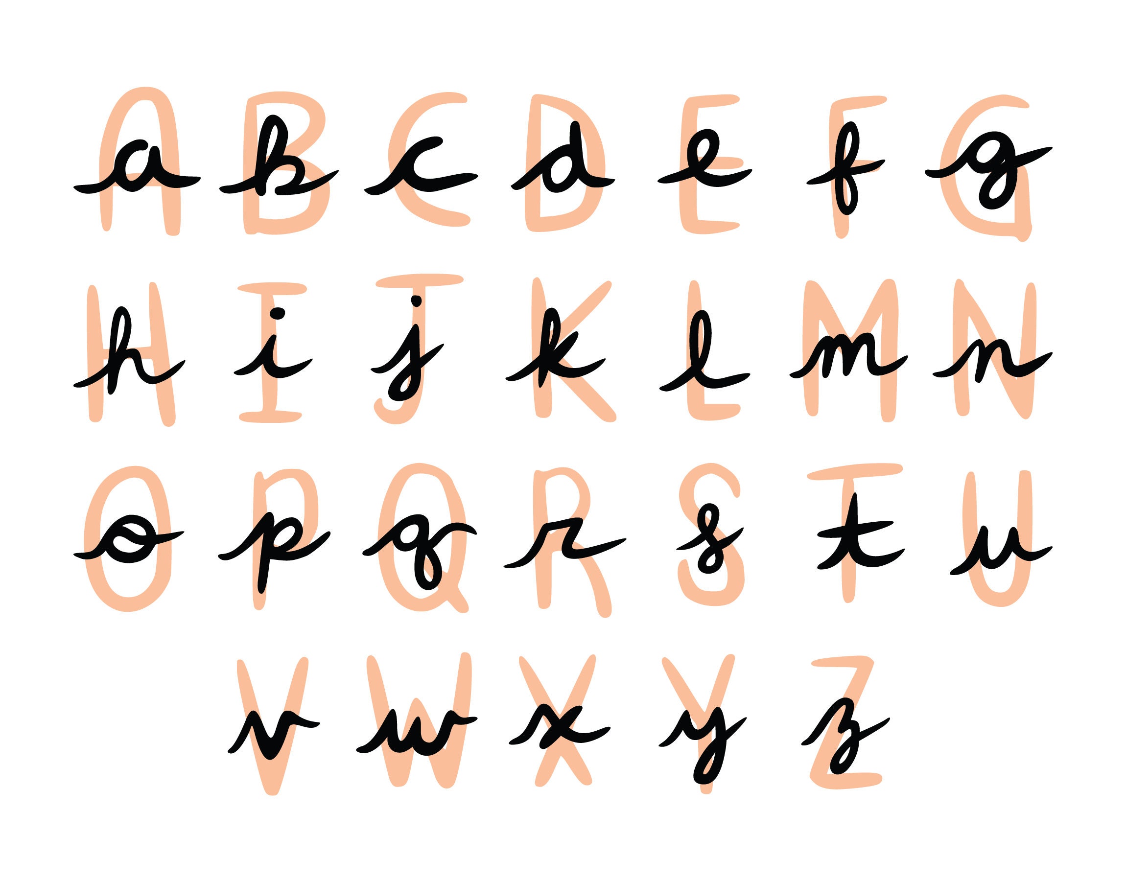 Layered Cursive Letter Digital Stickers in 13 Colors Individual Pngs ...