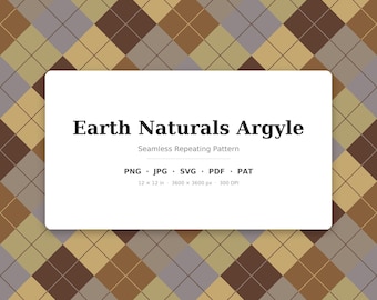 Modèle sans couture à losanges de la Terre | Argyle multicolore Earth Naturals | .png .jpg .svg .pdf .pat | Papier numérique | Conception de tissus et de surfaces