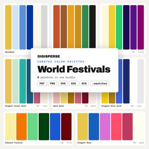 Global Celebration Color Kit, 8 World Festival Palettes for Cultural Event Posters, Travel Blogs and International Party Decor