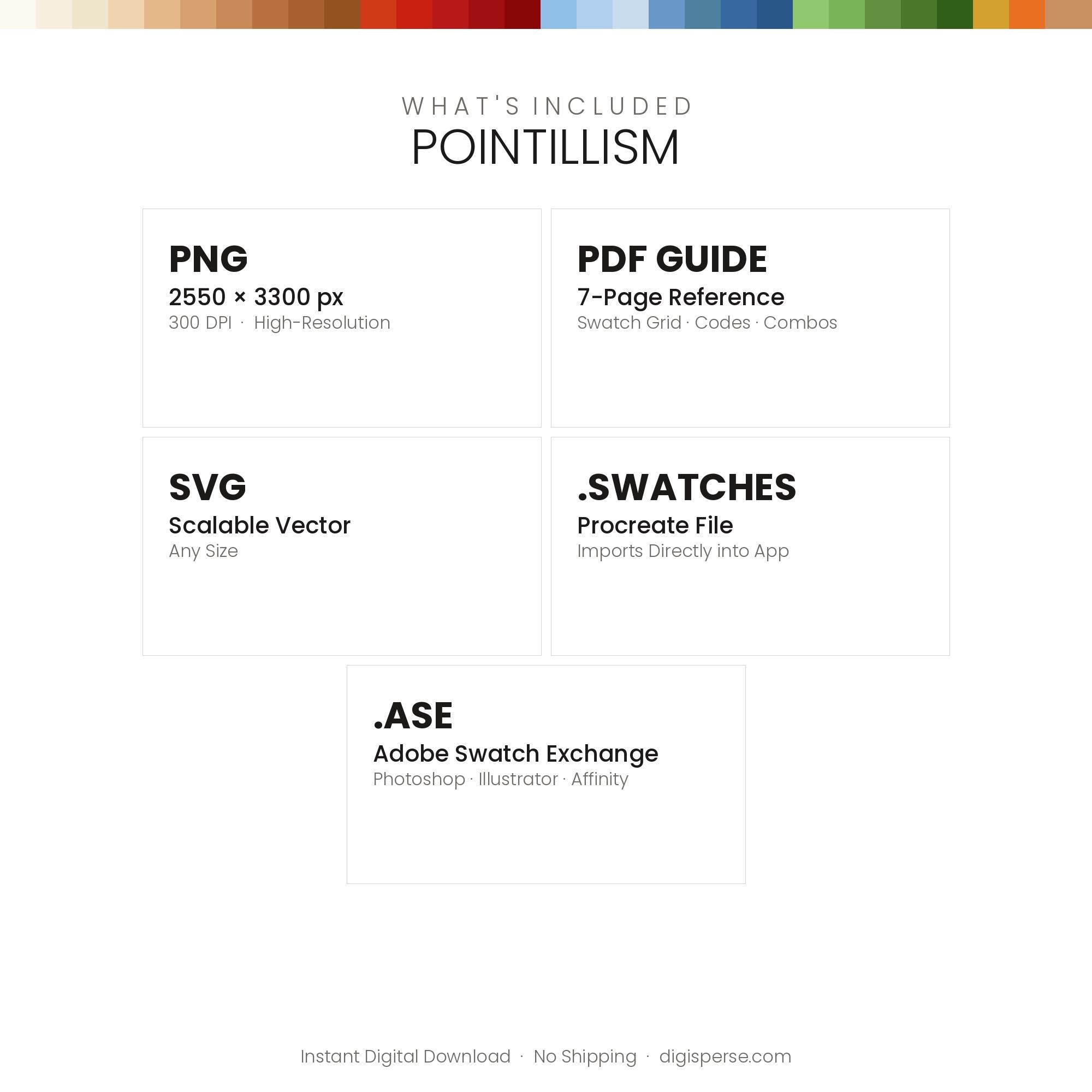 Pointillism Color Palette | 30 Colors | HEX RGB CMYK | Procreate ...
