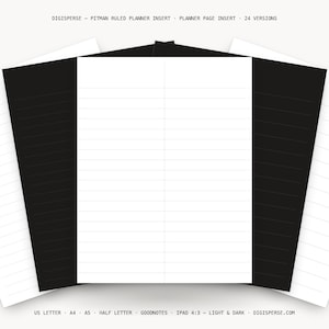 A5 Planner Inserts | Pitman Ruled Shorthand Paper, Narrow Lined Refill | PDF