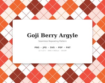 Goji Argyle Seamless Pattern | Multi-Color Goji Berry Argyle | .png .jpg .svg .pdf .pat | Digital Paper | Fabric & Surface Design