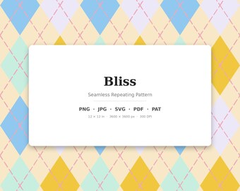 Bliss Klassisches Rauten Muster | Multi-Color Bliss | .png .jpg .svg .pdf .pat | Digitales Papier | Stoff- und Oberflächendesign