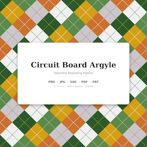 Diseño de circuitos impresos Argyle sin costuras / Placa de circuitos impresos Argyle multicolor / .png .jpg .svg .pdf .pat / Papel digital / Diseño de telas y superficies