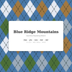 Motivo a rombi blu classico senza soluzione di continuità / Montagne Blue Ridge multicolore / .png .jpg .svg .pdf .pat / Carta digitale / Design per tessuti e superfici