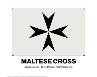 Cruz de Malta SVG PNG / Archivo de corte de emblema de cruz / Imágenes prediseñadas vectoriales para Cricut y Silhouette / Camiseta, pin, pegatina, sublimación
