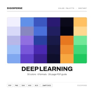 Deep Learning Color Palette | 30 Colors | Hex RGB CMYK | Color Guide | Procreate Swatches + ASE | Digital Download