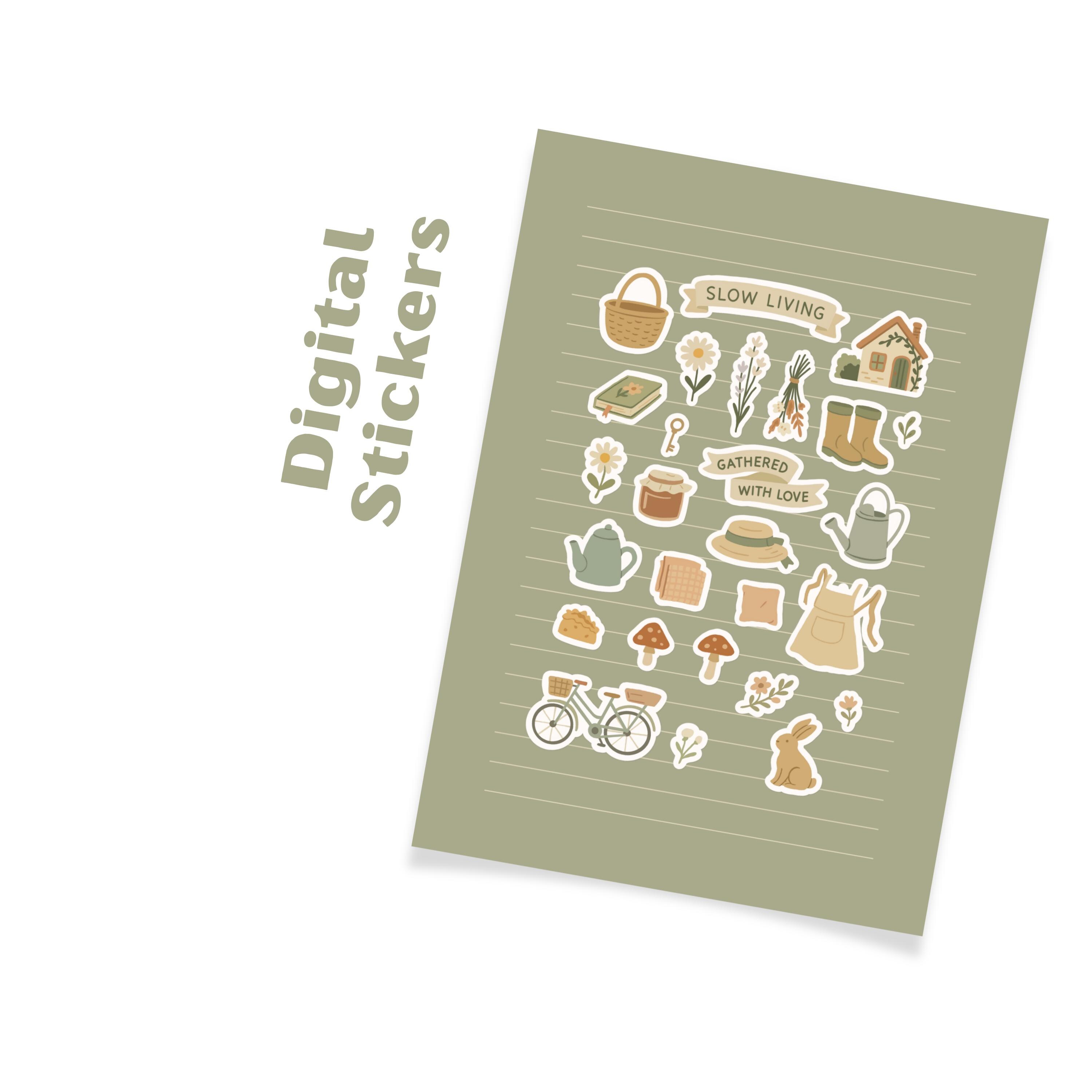 Cottagecore Digital Stickers Goodnotes | Mushroom Bunny Planner Sticker ...