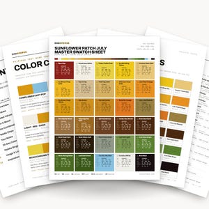 Sonnenblumenfeld – Juli-Farbpalette | 30 Farben | Hex RGB CMYK | Procreate-Farbfelder + ASE | Digitaler Download