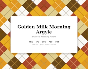 Golden Argyle Seamless Pattern | Multi-Color Golden Milk Morning Argyle | .png .jpg .svg .pdf .pat | Digital Paper | Fabric & Surface Design