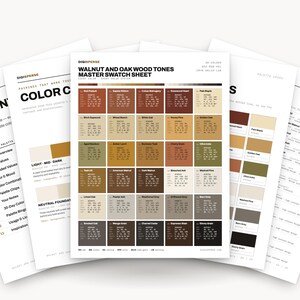 Interior Color Palette | 30 Walnut Oak Wood Tones | Procreate Swatches Hex RGB CMYK