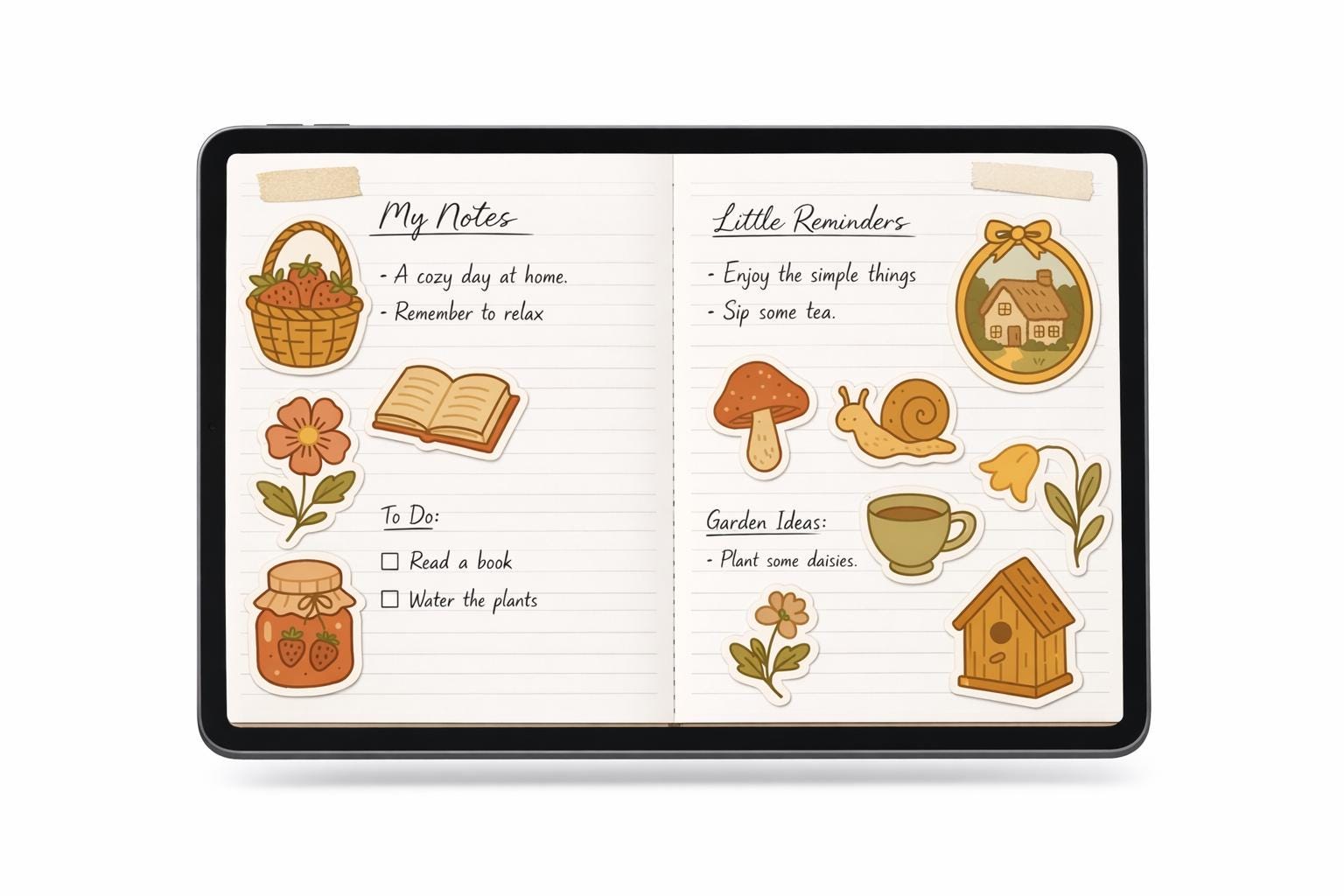 Cottagecore Goodnotes Sticker Pack – Hand-drawn Digital Planner ...