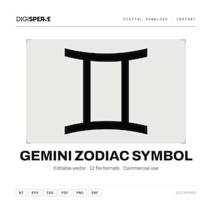 Gemini SVG PNG | Zodiac Graphic 12 File Formats | Cricut Silhouette Sublimation Digital Download