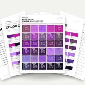 Kleurenpalet Purple Rain | 30 kleuren | Hex RGB CMYK | Kleurengids | Procreate-kleurstalen + ASE | Digitale download