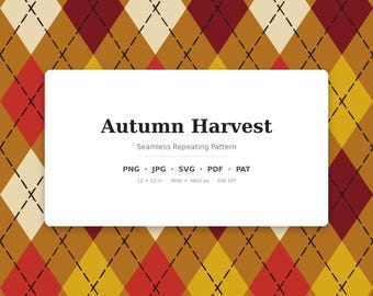 Herbst Klassisches Rauten Muster | Mehrfarbige Herbsternte | .png .jpg .svg .pdf .pat | Digitales Papier | Stoff- und Oberflächendesign