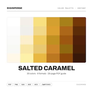 Salted Caramel Color Palette | 30 Colors | Hex RGB CMYK | Color Guide | Procreate Swatches + ASE | Digital Download