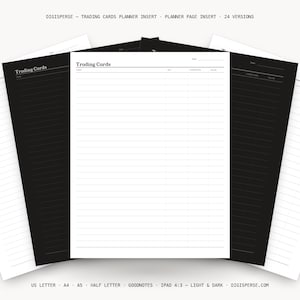 Planeringsinsats för samlarkort | Samlingslogg | GoodNotes iPad PDF | Digital nedladdning