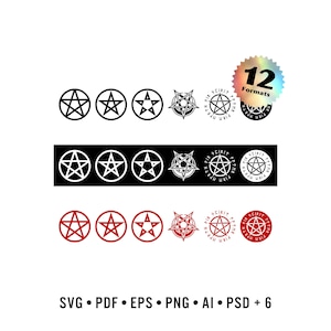 Pentagram Vector Graphics Bundle (6 Designs, Prepared in 3 Colors & 12 File Formats)