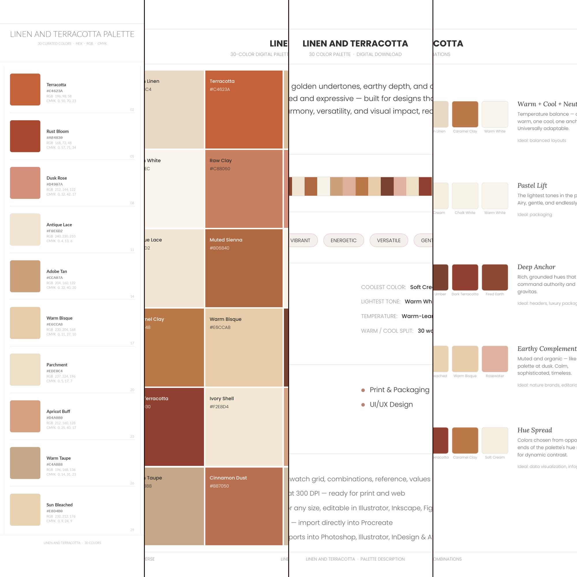 Linen and Terracotta Color Palette | 30 Colors | Hex RGB CMYK ...