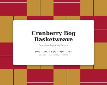 Cranberry Korbgeflecht nahtlose Muster | Mehrfarbiges Cranberry Bog Korbgeflecht | .png .jpg .svg .pdf .pat | Digitales Papier