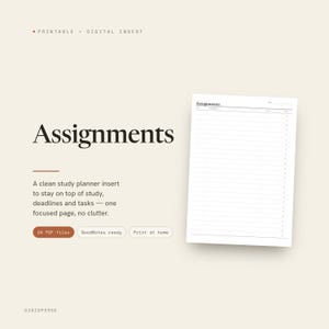 Assignments Planner Insert | Study Planner | GoodNotes iPad PDF | Digital Download