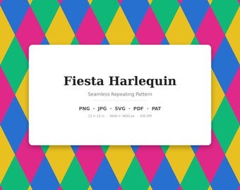 Fiesta Harlekin Musterdesign | Mehrfarbiger Fiesta Harlekin | .png .jpg .svg .pdf .pat | Digitales Papier | Stoff- und Oberflächendesign