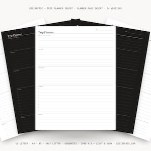 Foglio per la pianificazione del viaggio / Itinerario di viaggio, budget, alloggio (download digitale)