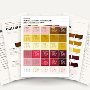 Warm Gold Color Palette for Rosh Hashanah Art and Jewish New Year Branding, 30 Honey Apple Hues, Procreate Swatches