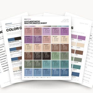 Digital Color Palette | Lo-Fi Dusty Lavender Muted Teal | 30 Procreate Swatches