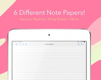 6 Portrait Lined/Ruled Notepapers (Single Page PDFs)