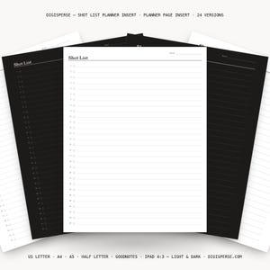 Projektlogbuch | Shotlist | GoodNotes + iPad-PDF | Sofort-Download