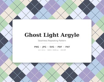 Ghost Argyle Seamless Pattern | Multi-Color Ghost Light Argyle | .png .jpg .svg .pdf .pat | Digital Paper | Fabric & Surface Design