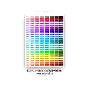 HEX Code Color Chart - Printable Designer Quick Reference Cheat Sheet for Color Correction image 2