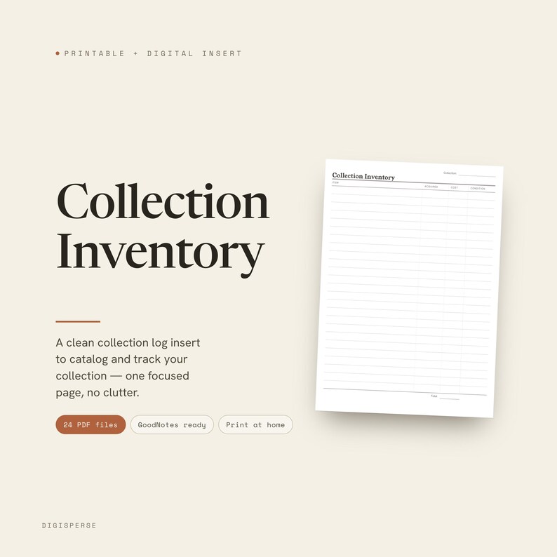 Collection Inventory Planner Insert | Collection Log | GoodNotes iPad PDF | Digital Download image 1