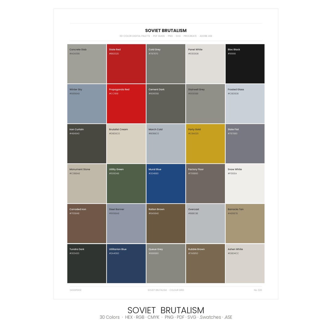 Soviet Bullet Color Code Soviet Brutalism Color Palette | 30 Colors | Hex RGB CMYK | Color Guide ...