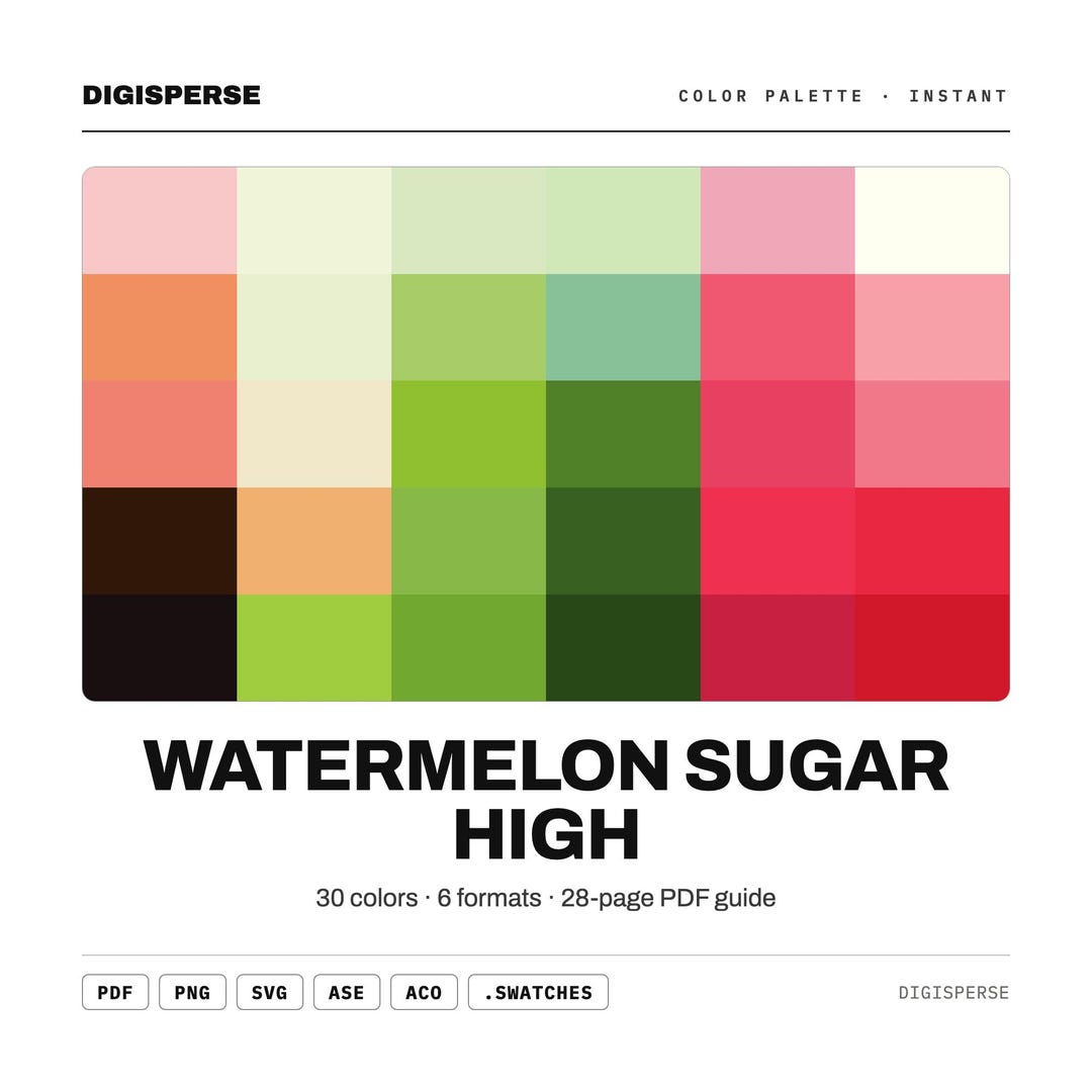 Watermelon Sugar High Color Palette | 30 Colors | Hex RGB CMYK ...